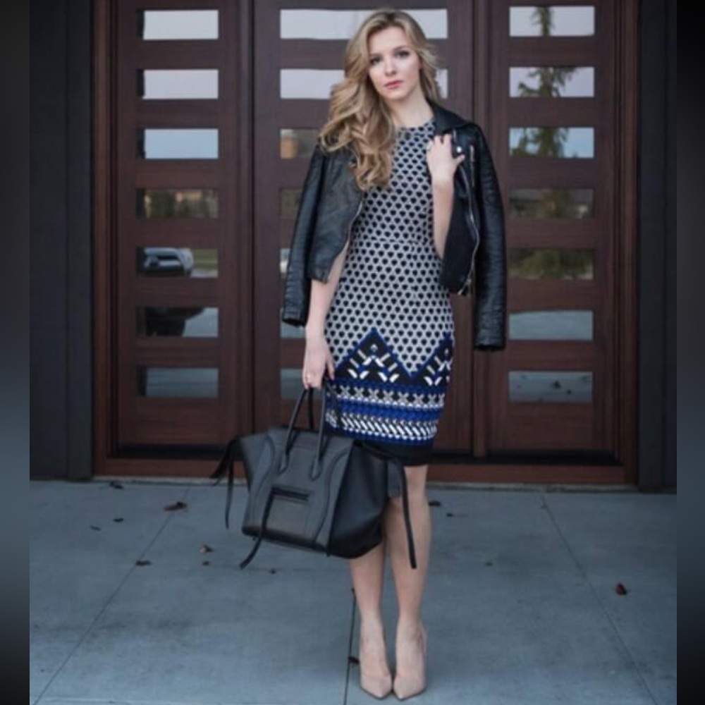 H&M Geometric Print Short Sleeves Bodycon Dress